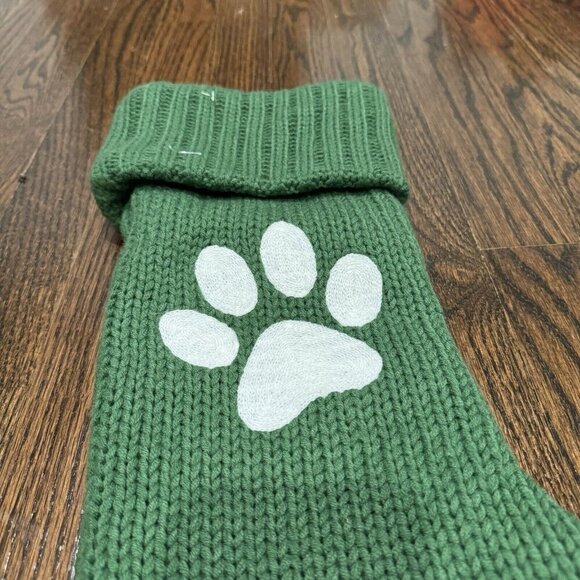 Wonder shop stocking for pets RARE Green Dog Cat paw print holiday Christmas - Picture 2 of 5